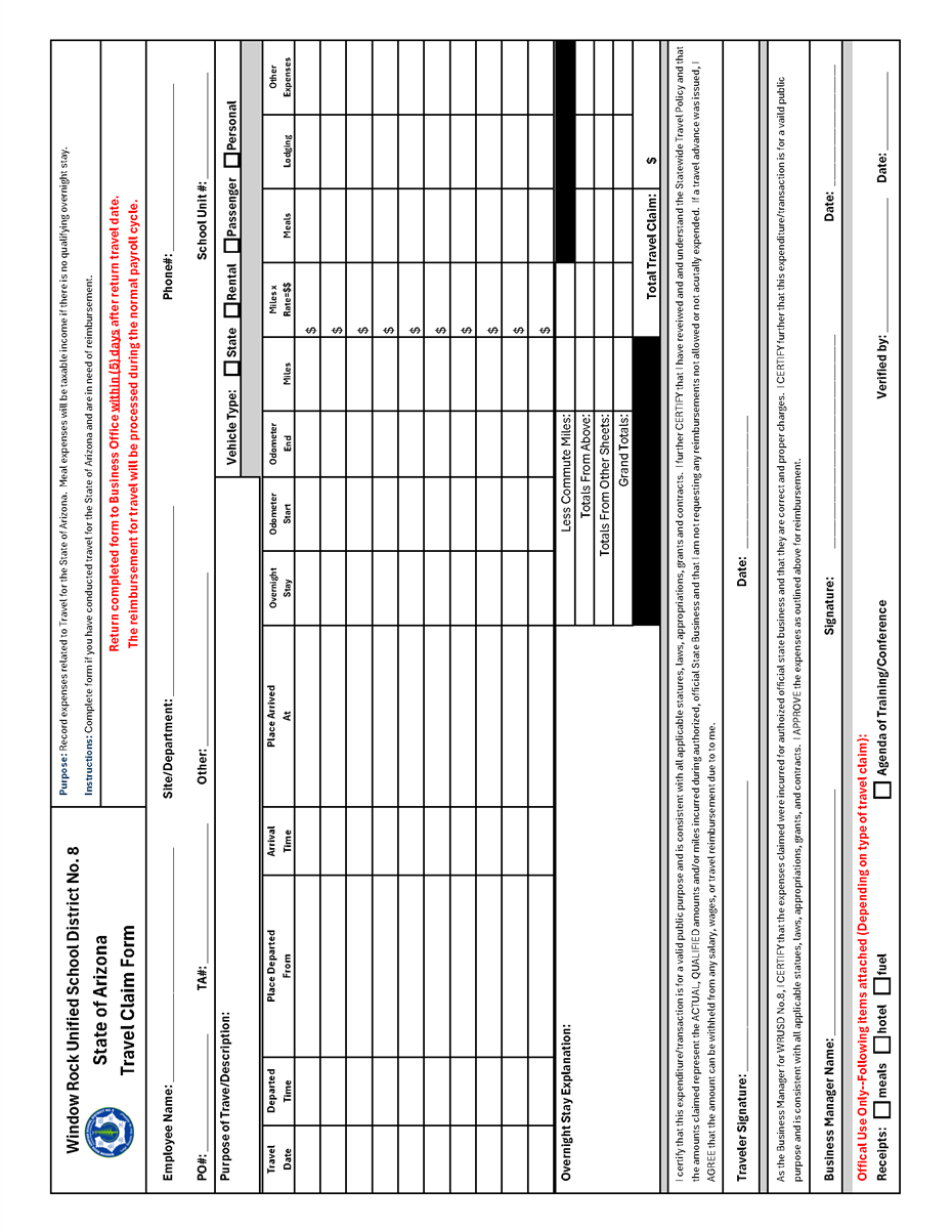 Travel Reimbursement Form